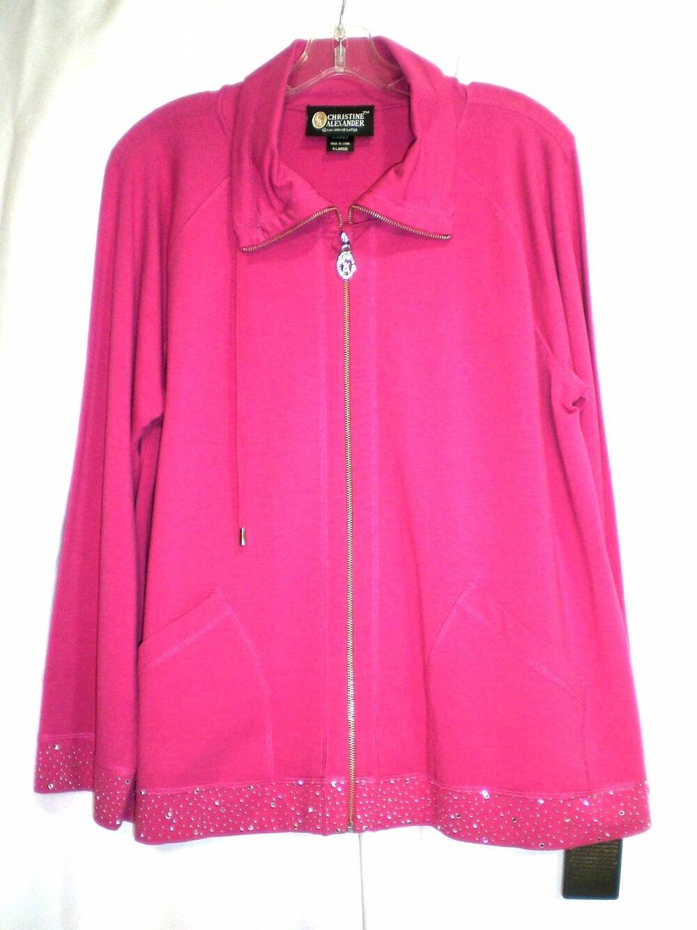 NEW CHRISTINE ALEXANDER women's long cardigan in hot pink